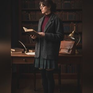 Vintage Larry Lavine Wool oversized Blazer Dark Academia  w/ shoulder pads Sz L